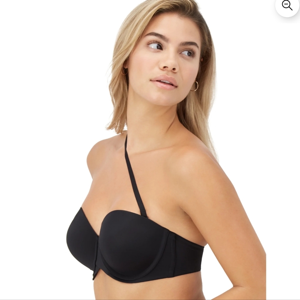 Maidenform Stay Put Black Strapless Push Up Underwire Bra 36B SN6990 NWT - Picture 4 of 12